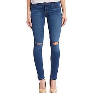 J Brand Daphne Skinny Leg Distressed Knee Jeans Medium Wash Blue Size 28